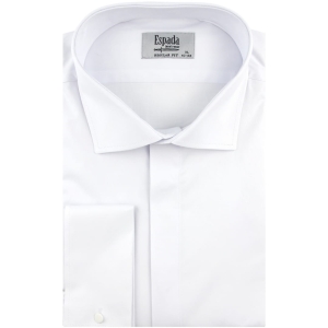 Koszula Męska Elegancka Wizytowa do garnituru z mankietem na spinki gładka biała z długim rękawem w kroju REGULAR FIT Espada Men's Wear J374