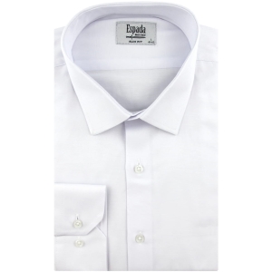 Koszula Męska Elegancka Wizytowa do garnituru gładka biała z długim rękawem w kroju SLIM FIT Espada Men's Wear J291