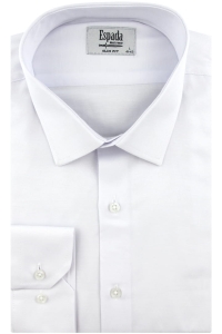 Koszula Męska Elegancka Wizytowa do garnituru gładka biała z długim rękawem w kroju SLIM FIT Espada Men's Wear J291