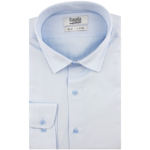 Koszula Męska Elegancka Wizytowa do garnituru gładka błękitna z długim rękawem w kroju SLIM FIT Espada Men's Wear J293