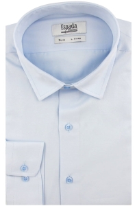 Koszula Męska Elegancka Wizytowa do garnituru gładka błękitna z długim rękawem w kroju SLIM FIT Espada Men's Wear J293