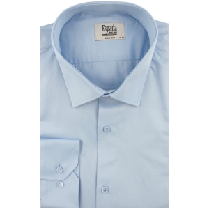 Koszula Męska Elegancka Wizytowa do garnituru gładka niebieska z długim rękawem w kroju SLIM FIT Espada Men's Wear J294