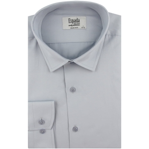 Koszula Męska Elegancka Wizytowa do garnituru gładka szara z długim rękawem w kroju SLIM FIT Espada Men's Wear J296