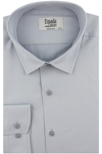 Koszula Męska Elegancka Wizytowa do garnituru gładka szara z długim rękawem w kroju SLIM FIT Espada Men's Wear J296