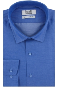 Koszula Męska Elegancka Wizytowa do garnituru gładka niebieska z długim rękawem w kroju SLIM FIT Espada Men's Wear J297