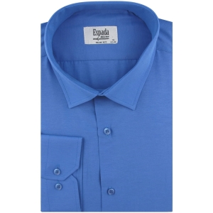 Koszula Męska Elegancka Wizytowa do garnituru gładka niebieska z długim rękawem w kroju SLIM FIT Espada Men's Wear J298