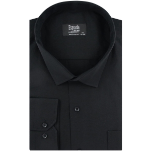 Duża Koszula Męska Elegancka Wizytowa do garnituru gładka czarna z długim rękawem Duże rozmiary Espada Men's Wear J307