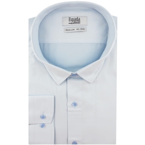 Duża Koszula Męska Elegancka Wizytowa do garnituru gładka błękitna z długim rękawem Duże rozmiary Espada Men's Wear J314