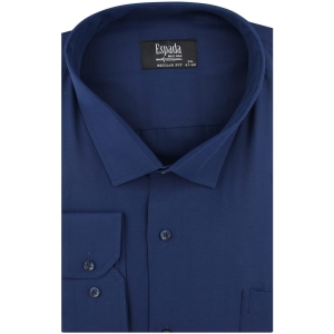 Duża Koszula Męska Elegancka Wizytowa do garnituru gładka granatowa z długim rękawem Duże rozmiary Espada Men's Wear J316