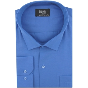 Duża Koszula Męska Elegancka Wizytowa do garnituru gładka niebieska z długim rękawem Duże rozmiary Espada Men's Wear J318