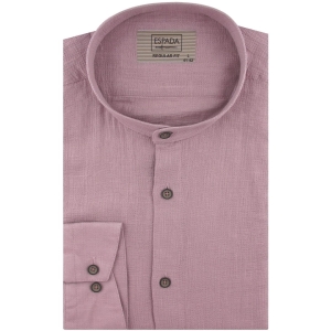 Lniana Koszula Męska Codzienna Casual ze stójką gładka wrzosowa z długim rękawem w kroju REGULAR Espada Men's Wear J354