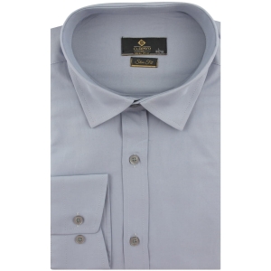 Koszula Męska Elegancka Wizytowa do garnituru gładka szara z długim rękawem w kroju SLIM FIT Classo J377