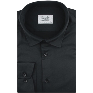 Koszula Męska Elegancka Wizytowa do garnituru gładka czarna z długim rękawem w kroju REGULAR FIT Espada Men's Wear J400