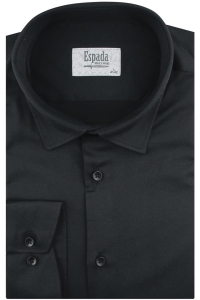 Koszula Męska Elegancka Wizytowa do garnituru gładka czarna z długim rękawem w kroju REGULAR FIT Espada Men's Wear J400