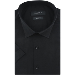 Koszula Męska Elegancka Wizytowa do garnituru gładka czarna z krótkim rękawem w kroju REGULAR Viadi Polo R112