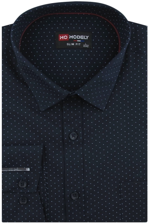 Koszula-Męska-Elegancka-Wizytowa-do-garnituru-granatowa-w-kropki-z-długim-rekawem-w-kroju-SLIM-FIT-IMG_6761.JPG