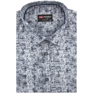 Koszula Męska Elegancka Wizytowa do garnituru biała we wzorki z długim rękawem w kroju SLIM FIT Modely J410