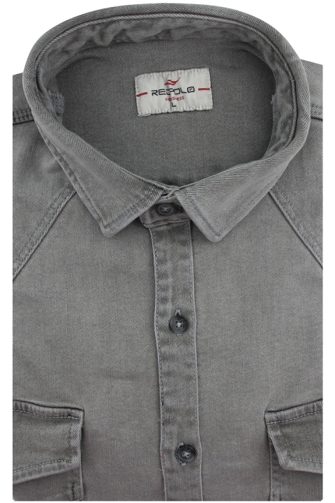 Koszula-Męska-Jeansowa-Dżinsowa-Casual-gładka-szara-z-długim-rękawem-w-kroju-SLIM-FIT-IMG_6415.JPG