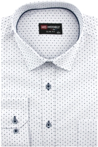 Duża Koszula Męska Elegancka Wizytowa do garnituru biała we wzorki z długim rękawem Duże rozmiary J739