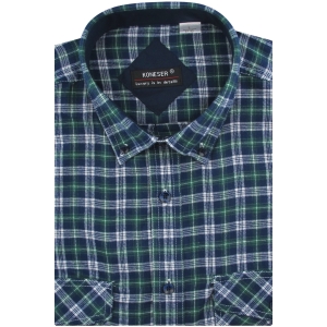 Flanelowa Koszula Męska Codzienna Casual granatowa w kratę z długim rękawem w kroju REGULAR Koneser J816