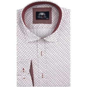 Koszula Męska Elegancka Wizytowa do garnituru biała we wzory z długim rękawem w kroju SLIM FIT Classo J993