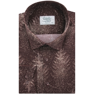 Koszula Męska Elegancka na Święta bordowa z Motywem Świątecznym z długim rękawem w kroju SLIM FIT Espada Men's Wear L042