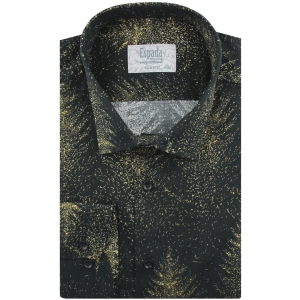 Koszula Męska Elegancka na Święta czarna z Motywem Świątecznym z długim rękawem w kroju SLIM FIT Espada Men's Wear L043