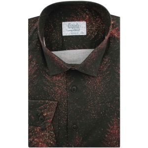 Koszula Męska Elegancka na Święta bordowa z Motywem Świątecznym z długim rękawem w kroju SLIM FIT Espada Men's Wear L044