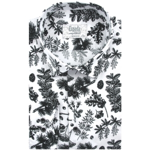 Koszula Męska Elegancka na Święta biała z Motywem Świątecznym z długim rękawem w kroju SLIM FIT Espada Men's Wear L046