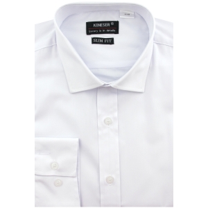 Koszula Męska Elegancka Wizytowa do garnituru gładka biała z długim rękawem w kroju SLIM FIT Koneser L059
