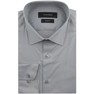 Koszula Męska Elegancka Wizytowa do garnituru gładka szara z długim rękawem w kroju SLIM FIT Viadi Polo L084