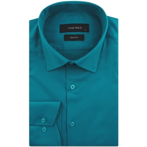 Koszula Męska Elegancka Wizytowa do garnituru gładka turkusowa z długim rękawem w kroju SLIM FIT Viadi Polo L088
