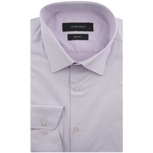 Koszula Męska Elegancka Wizytowa do garnituru gładka fioletowa lilowa z długim rękawem w kroju SLIM FIT Viadi Polo L089