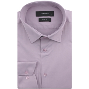 Koszula Męska Elegancka Wizytowa do garnituru gładka fioletowa wrzosowa z długim rękawem w kroju SLIM FIT Viadi Polo L090
