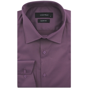 Koszula Męska Elegancka Wizytowa do garnituru gładka biskupia z długim rękawem w kroju SLIM FIT Viadi Polo L092
