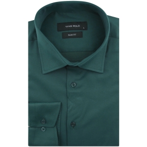 Koszula Męska Elegancka Wizytowa do garnituru gładka zielona z długim rękawem w kroju SLIM FIT Viadi Polo L094