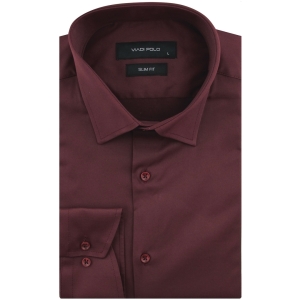 Koszula Męska Elegancka Wizytowa do garnituru gładka bordowa z długim rękawem w kroju SLIM FIT Viadi Polo L096