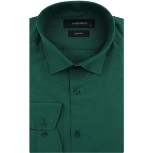 Koszula Męska Elegancka Wizytowa do garnituru gładka zielona z długim rękawem w kroju SLIM FIT Viadi Polo L100