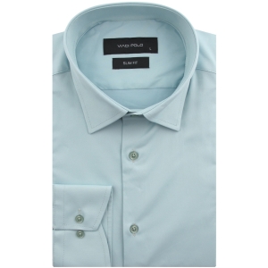 Koszula Męska Elegancka Wizytowa do garnituru gładka miętowa z długim rękawem w kroju SLIM FIT Viadi Polo L123