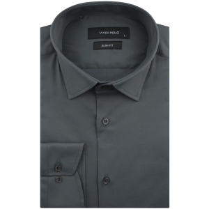 Koszula Męska Elegancka Wizytowa do garnituru gładka grafitowa z długim rękawem w kroju SLIM FIT Viadi Polo L124