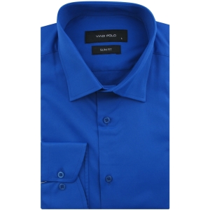 Koszula Męska Elegancka Wizytowa do garnituru gładka chabrowa z długim rękawem w kroju SLIM FIT Viadi Polo L125