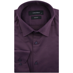 Koszula Męska Elegancka Wizytowa do garnituru gładka fioletowa z długim rękawem w kroju SLIM FIT Viadi Polo L127