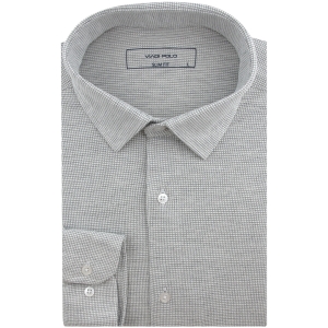 Koszula Męska Codzienna Casual dzianinowa szara z długim rękawem w kroju SLIM FIT Viadi Polo L140