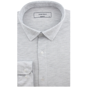 Koszula Męska Codzienna Casual dzianinowa szara z długim rękawem w kroju SLIM FIT Viadi Polo L141