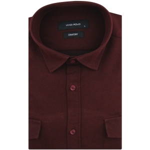 Koszula Męska Codzienna Casual gładka bordowa z długim rękawem w kroju SLIM FIT Viadi Polo L148