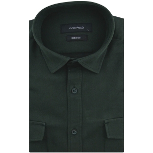 Koszula Męska Codzienna Casual gładka brązowa zielona z długim rękawem w kroju SLIM FIT Viadi Polo L150