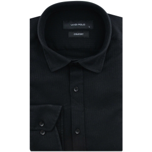 Koszula Męska Codzienna Casual czarna ze strukturą z długim rękawem w kroju SLIM FIT Viadi Polo L152