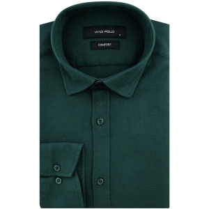 Koszula Męska Codzienna Casual zielona ze strukturą z długim rękawem w kroju SLIM FIT Viadi Polo L153