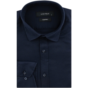 Koszula Męska Codzienna Casual granatowa ze strukturą z długim rękawem w kroju SLIM FIT Viadi Polo L154