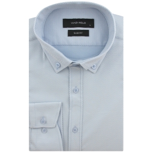 Koszula Męska Codzienna Casual błękitna ze strukturą z długim rękawem w kroju SLIM FIT Viadi Polo L159